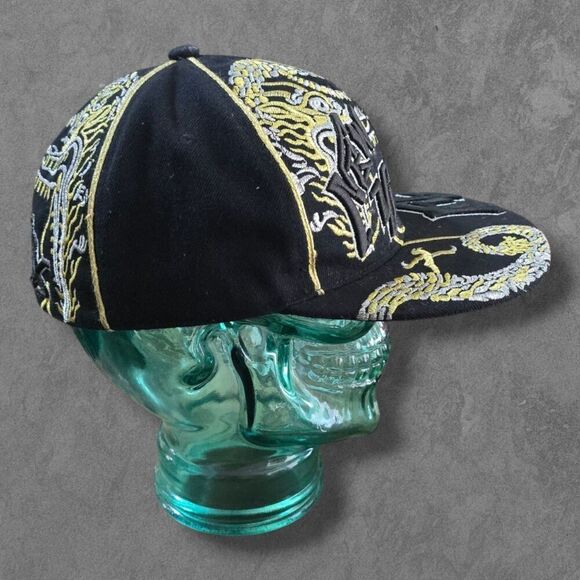 Vintage Y2K Cursedi Streetwear Fitted Embroidered Dragon Baseball Cap New York B - Picture 2 of 6